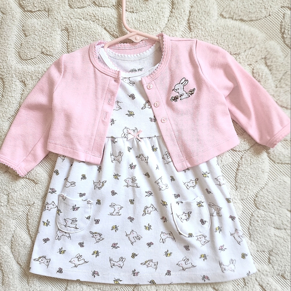 Baby girl bunny dress and sweater Sz 9 months